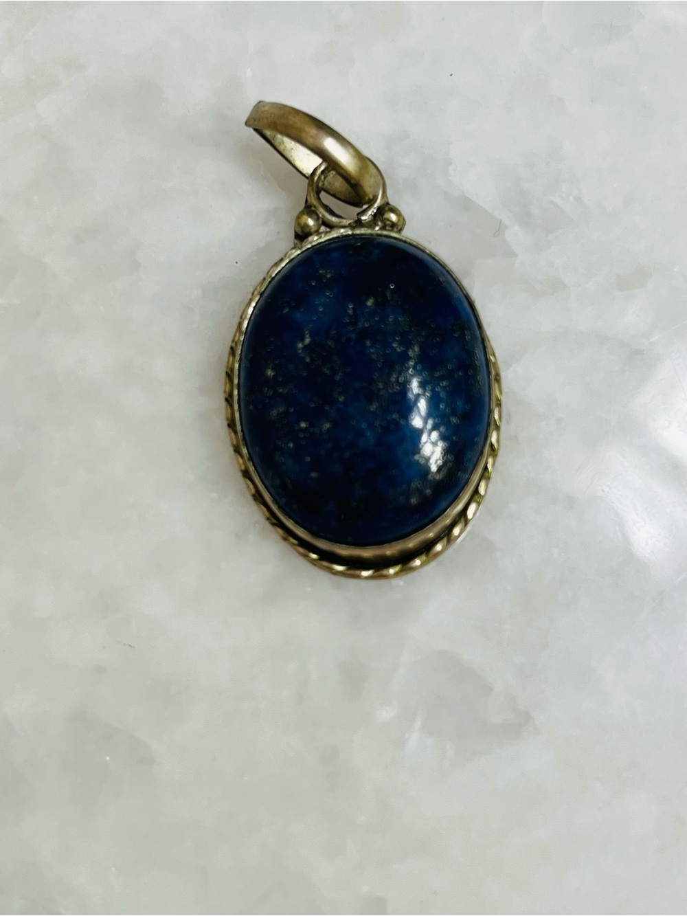 Silver Pendant with Deep Blue Stone - Women's Jewelry